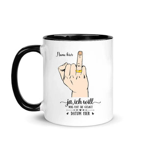 Personalisierte Tasse für Ehemann | personalisierte Geschenke für Ehemann | Ja, ich will Ringfingerpaar