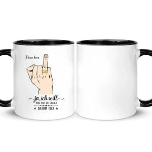 Personalisierte Tasse für Ehemann | personalisierte Geschenke für Ehemann | Ja, ich will Ringfingerpaar