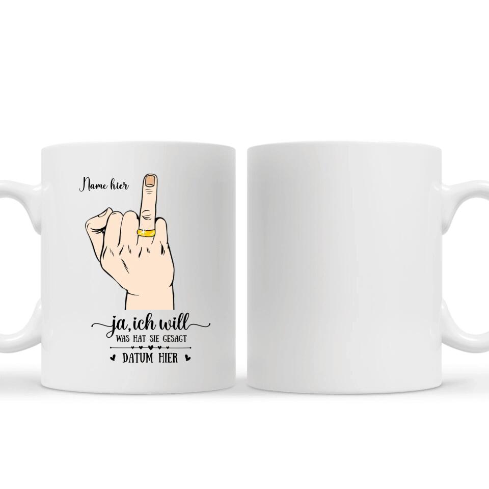 Personalisierte Tasse für Ehemann | personalisierte Geschenke für Ehemann | Ja, ich will Ringfingerpaar