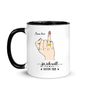 Personalisierte Tasse für Ehefrau | personalisierte Geschenke für Ehefrau | Ja, ich will Ringfingerpaar