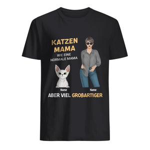 Personalisiertes T-shirt für Katzenliebhaber | personalisierte Geschenke für Katzenliebhaber | Katzen Mama Wie eine normale Mama aber viel großartiger