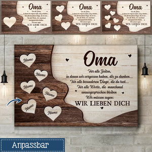 Personalisierte Leinwand für Oma| personalisierte Geschenke für Großmutter | Oma Für alle Zeiten, in denen wir vergessen haben, dir zu danken