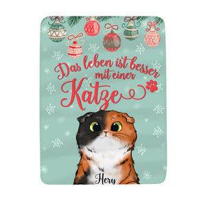 Personalisierte Decke für Katzenliebhaber | personalisierte Geschenke für Katzenliebhaber | Das Leben ist besser mit einer Katze