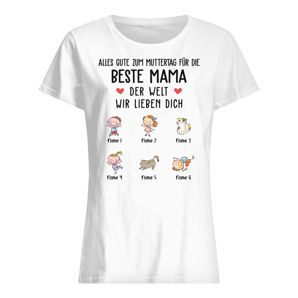 Personalisiertes T-shirt für Mama | personalisierte Geschenke für Mutter | Alles Gute Zum Muttertag Für Die Beste Mama Der Welt Wir Lieben Dich