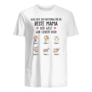 Personalisiertes T-shirt für Mama | personalisierte Geschenke für Mutter | Alles Gute Zum Muttertag Für Die Beste Mama Der Welt Wir Lieben Dich