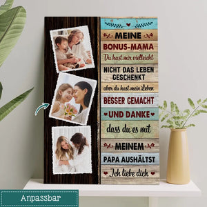 Personalisierte Leinwand für Mama | personalisierte Geschenke für Bonus Mama | Bonus-Mama