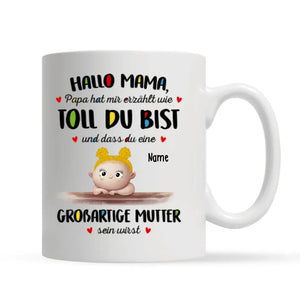 Personalisierte Tasse für Mama | personalisierte Geschenke für Mutter | Hallo Mama Großartige Mutter