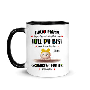 Personalisierte Tasse für Mama | personalisierte Geschenke für Mutter | Hallo Mama Großartige Mutter