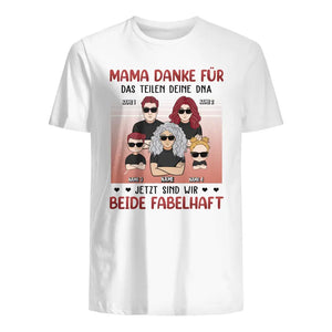 Personalisiertes T-shirt für Mama | personalisierte Geschenke für Mama | Mama danke für das teilen deine DNA jetzt sind wir beide fabelhaft