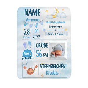 Personalisierte Babydecke | personalisierte Geschenke für Baby | Sternzeichen-Babydecke