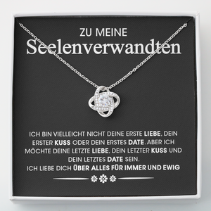 Zu meine Seelenverwandten, Halskette - 14K Weißgold über Edelstahl - Liebesknoten Für Frau